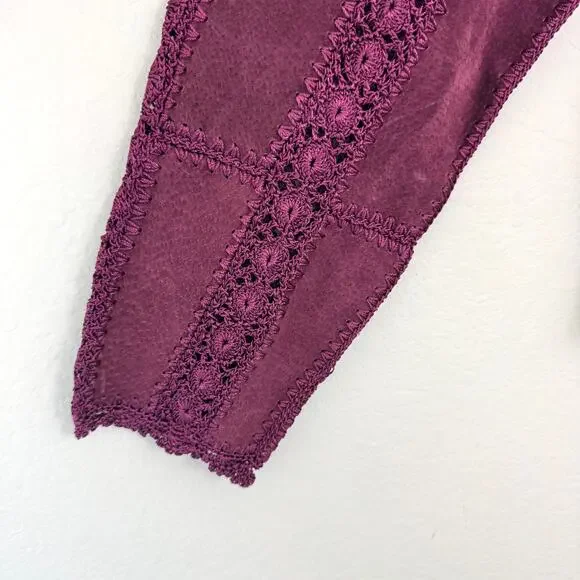 Rare Vintage Dead Stock Womens Leather Lace Jacket Size L Boho Chic Festival - Picture 6 of 7